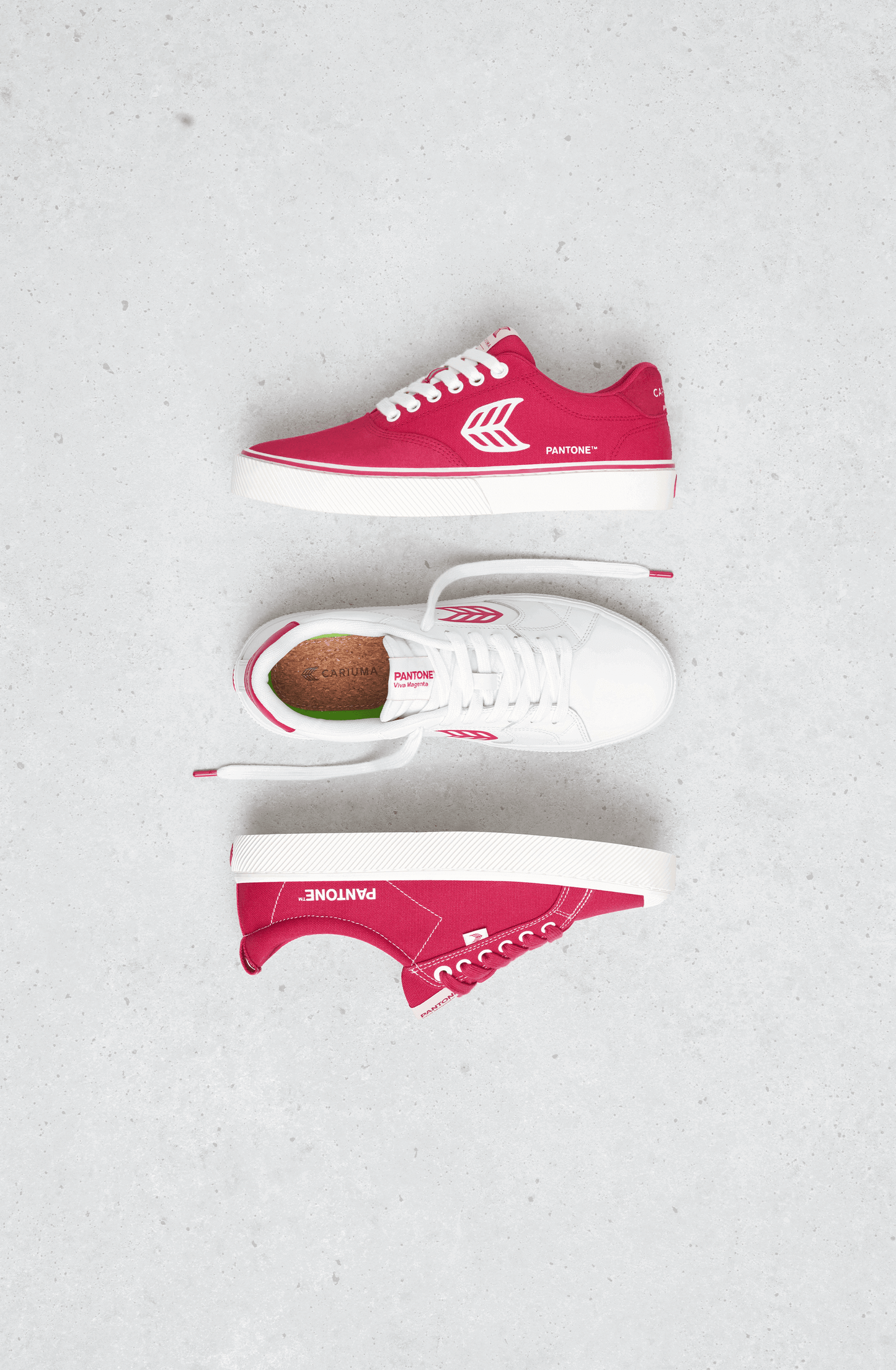 SALVAS Pantone White Leather Viva Magenta Logo Sneaker Women