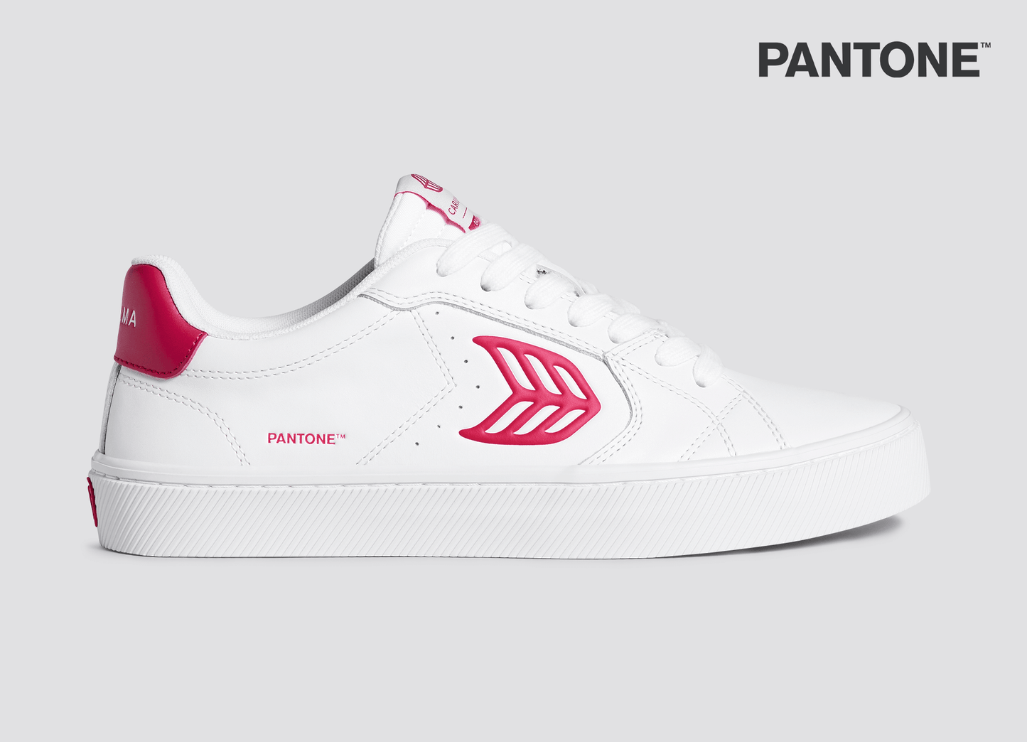 SALVAS Pantone White Leather Viva Magenta Logo Sneaker Women
