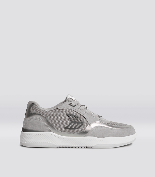 UBA Light Grey Suede and Mesh Charcoal Grey Logo Silver Accents Sneaker Men