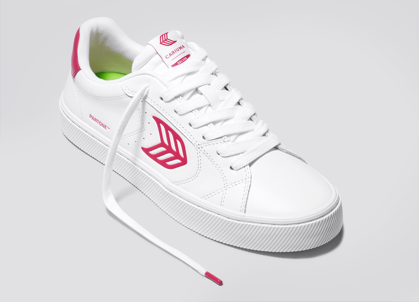 SALVAS Pantone White Leather Viva Magenta Logo Sneaker Women